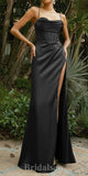 Black Spaghetti Straps Popular Mermaid Evening Formal Long Prom Dresses PD1387