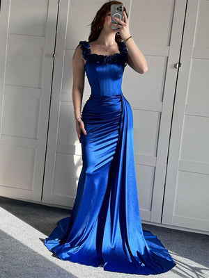 Blue Mermaid Elegant Custom Party Modest Women Evening Long Prom Dresses PD1503