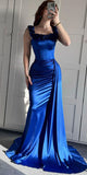 Blue Mermaid Elegant Custom Party Modest Women Evening Long Prom Dresses PD1503