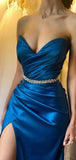 Charming Custom Popular Unique Satin Mermaid Fashion Party Evening Long Prom Dresses PD018