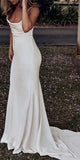 Charming Spaghetti Straps Simple Modest Beach Wedding Dresses WD058