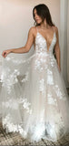 Dream Beach Popular A-line Spaghetti Straps Lace Princess Unique Vintage Long Wedding Dresses WD543