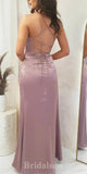 Dusty Rose Spaghetti Straps Mermaid Evening Formal Long Prom Dresses PD1383