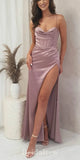 Dusty Rose Spaghetti Straps Mermaid Evening Formal Long Prom Dresses PD1383