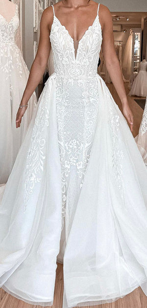 Elegant Custom Formal Detachable Garden Beach Dream Vintage Long Wedding Dresses WD547