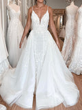 Elegant Custom Formal Detachable Garden Beach Dream Vintage Long Wedding Dresses WD547