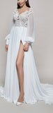 Fairy Long Sleeves Chiffon Garden Beach Dream Vintage Long Wedding Dresses WD548