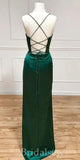 Green Popular Straps Mermaid Unique Elegant Evening Formal Long Prom Dresses PD1447