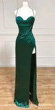 Green Popular Straps Mermaid Unique Elegant Evening Formal Long Prom Dresses PD1447