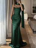 Green Strapless Mermaid Party Modest Elegant Women Evening Long Prom Dresses PD1534