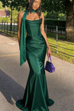 Green Strapless Mermaid Party Modest Elegant Women Evening Long Prom Dresses PD1534