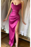 Hot Pink Popular  Elegant Mermaid Strapless Sexy Modern Party Evening Long Prom Dresses PD009