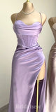 Lilac Spaghetti Straps Popular Mermaid Evening Formal Long Prom Dresses PD1389