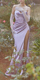 Lilac Spaghetti Straps Popular Mermaid Evening Formal Long Prom Dresses PD1389