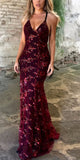 Mermaid Popular Spaghetti Straps Silver Red Elegant Fashion Party Evening Long Prom Dresses PD043