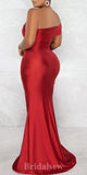 Mermaid Red Modest Evening Long Prom Dresses, Simple Elegant Bridesmaid Dresses PD1376