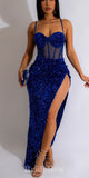 Mermaid Sequin Sparkly Royal Blue Popular Evening Formal Long Prom Dresses PD1396