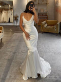 Mermaid Simple Elegant Custom Dream Beach Vintage Long Wedding Dresses WD023