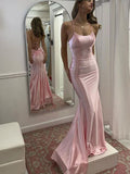 Mermaid Simple Formal Spaghetti Straps Yellow Pink Purple Elegant Fashion Party Evening Long Prom Dresses PD042