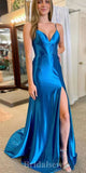 Mermaid Spaghetti Straps Unique Modest Elegant Evening Formal Long Prom Dresses PD1414