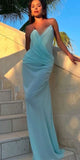 Mermaid Tiffany Blue Simple Elegant Unique Fashion Party Evening Long Prom Dresses PD048