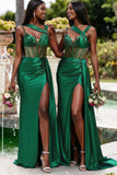 New Design Royal Blue Satin Mermaid Long Beach Formal Party Bridesmaid Dresses BD260