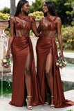 New Design Royal Blue Satin Mermaid Long Beach Formal Party Bridesmaid Dresses BD260