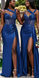 New Design Royal Blue Satin Mermaid Long Beach Formal Party Bridesmaid Dresses BD260