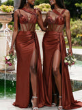 New Design Royal Blue Satin Mermaid Long Beach Formal Party Bridesmaid Dresses BD260