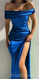 Off the Shoulder Green Mermaid Unique Charming Slit Modest Elegant Evening Formal Long Prom Dresses PD1428
