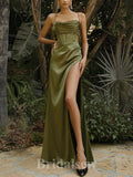 Olive Green Spaghetti Straps Popular Mermaid Evening Formal Long Prom Dresses PD1390