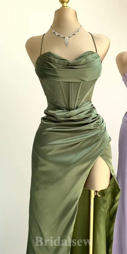 Olive Green Mermaid Spaghetti Strap Square Neck Prom Dresses, CP0705 –  clover sew