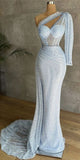 One Shoulder Sequins Mermaid Party Modest Women Evening Long Prom Dresses PD1530