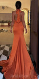 Orange Mermaid Elegant Simple Party Modest Women Evening Long Prom Dresses PD1500