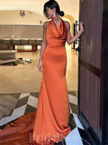 Orange Mermaid Elegant Simple Party Modest Women Evening Long Prom Dresses PD1500