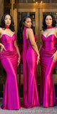 Popular Elegant Sleeveless Satin Simple Mermaid Long Beach Formal Bridesmaid Dresses BD254