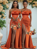 Popular One Shoulder Satin Mermaid Long Beach Formal Bridesmaid Dresses BD257