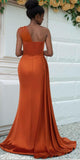 Popular One Shoulder Satin Mermaid Long Beach Formal Bridesmaid Dresses BD257