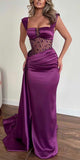 Purple Unique Charming Mermaid Fashion Party Evening Long Prom Dresses PD016