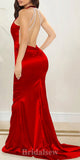 Red Open Back High Neck Mermaid Elegant Formal Black Girls Slay Satin Evening Long Prom Dresses PD1379
