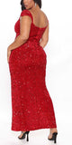 Red Sequin Sparkly Popular Sexy Unique Fashion Party Evening Long Prom Dresses PD027