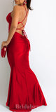 Red Spaghetti Straps Mermaid Elegant Formal Black Girls Slay Satin Evening Long Prom Dresses PD1377