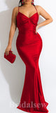 Red Spaghetti Straps Mermaid Elegant Formal Black Girls Slay Satin Evening Long Prom Dresses PD1377