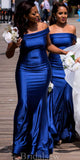 Royal Blue Off the Shoulder Simple Mermaid Long Beach Formal Bridesmaid Dresses BD251