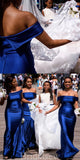 Royal Blue Off the Shoulder Simple Mermaid Long Beach Formal Bridesmaid Dresses BD251