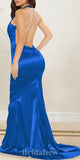 Royal Blue Open Back High Neck Mermaid Elegant Formal Black Girls Slay Satin Evening Long Prom Dresses PD1382