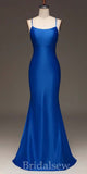 Royal Blue V-Neck Spaghetti Straps Mermaid Simple Elegant Evening Formal Long Prom Dresses PD1449