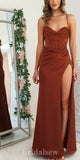 Rust Red Spaghetti Straps Popular Mermaid Evening Formal Long Prom Dresses PD1388