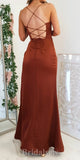 Rust Red Spaghetti Straps Popular Mermaid Evening Formal Long Prom Dresses PD1388