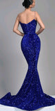 Sequin Sparkly Spaghetti Straps Simple Mermaid Unique Modest Elegant Evening Formal Long Prom Dresses PD1440